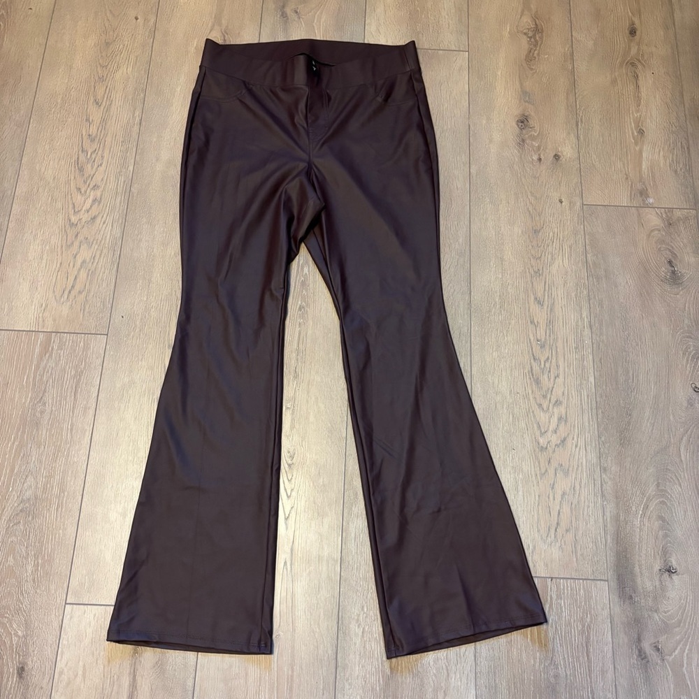 Torrid Brown Flare Leather Pants - Picture 2 of 7
